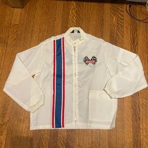 Off-White Jacket with Red and Blue Stripes